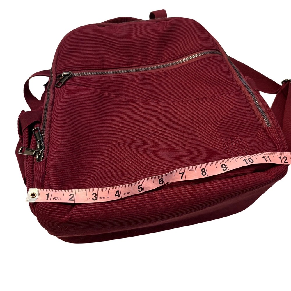 Rad Rev Burgundy Corduroy Backpack Lightning Bolt Lining Mini Diaper Bag Travel - Picture 7 of 12